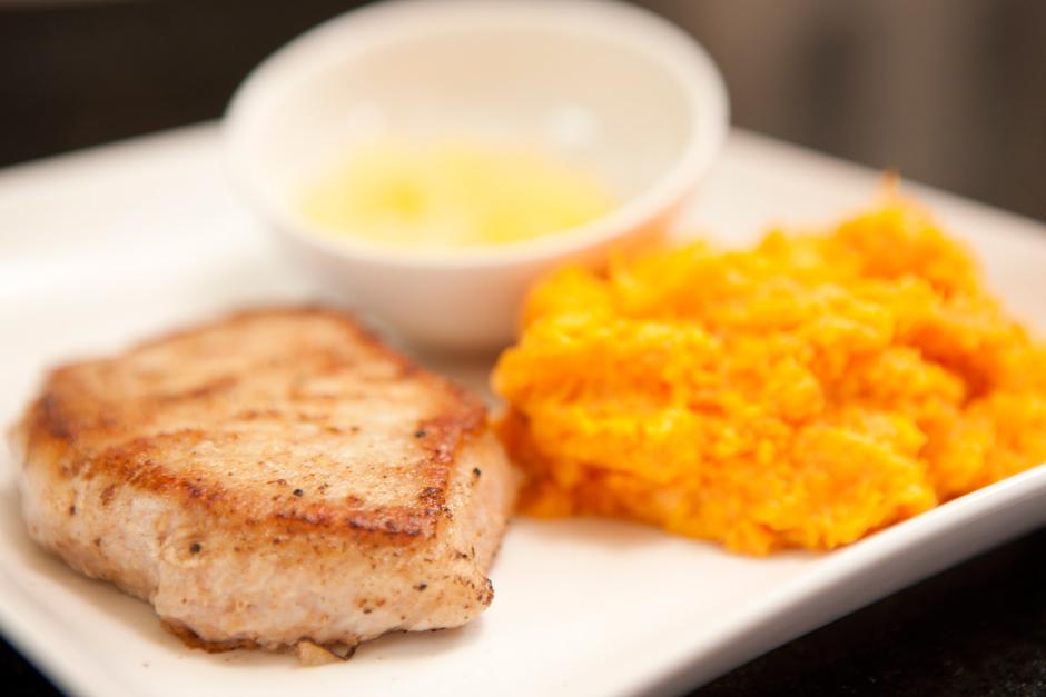 Pan-Fried Pork-Chop with Mashed Sweet Potatoes