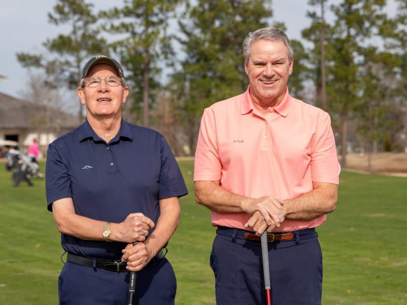 George Richards (right) and his friend, Mike Davisson, who recognized Richards was having a stroke during a round of golf. (Photo courtesy of Nicole Harnishfeger)